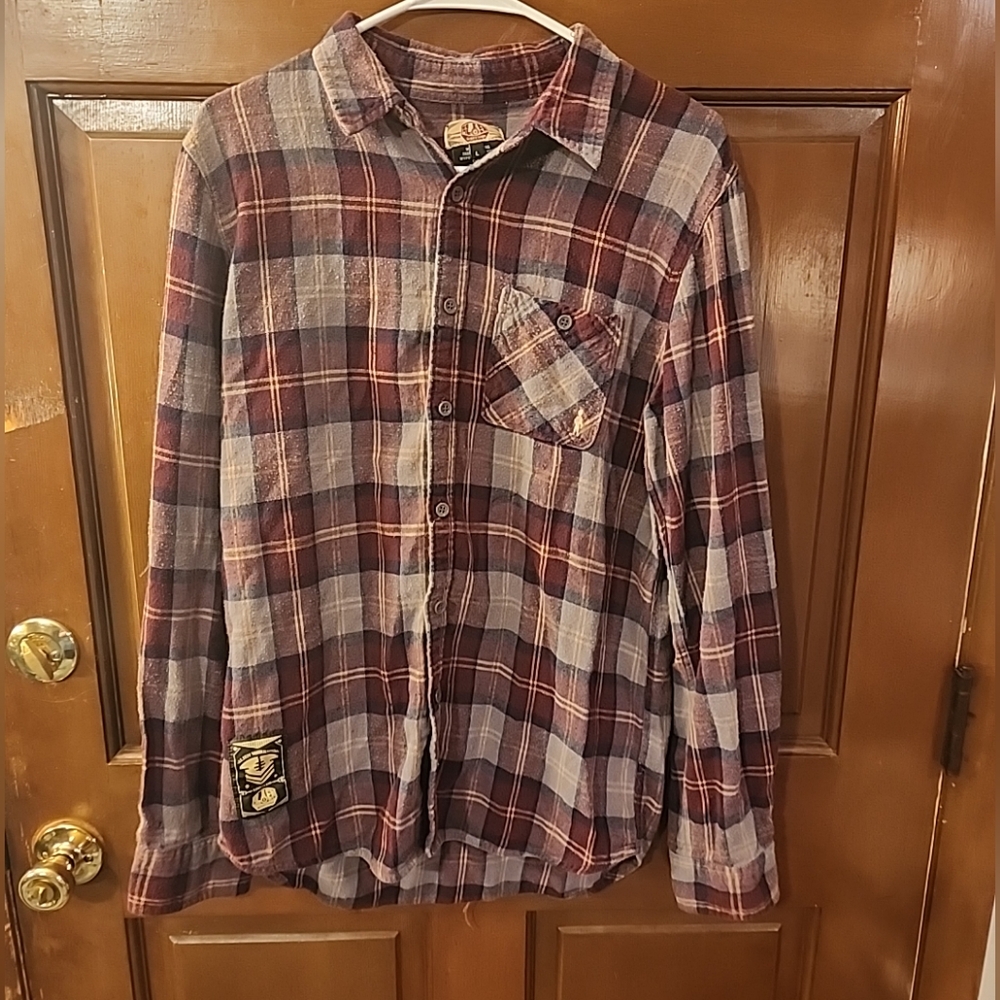 Rare Alien Workshop Skateboard Flannel Plaid Button Shirt